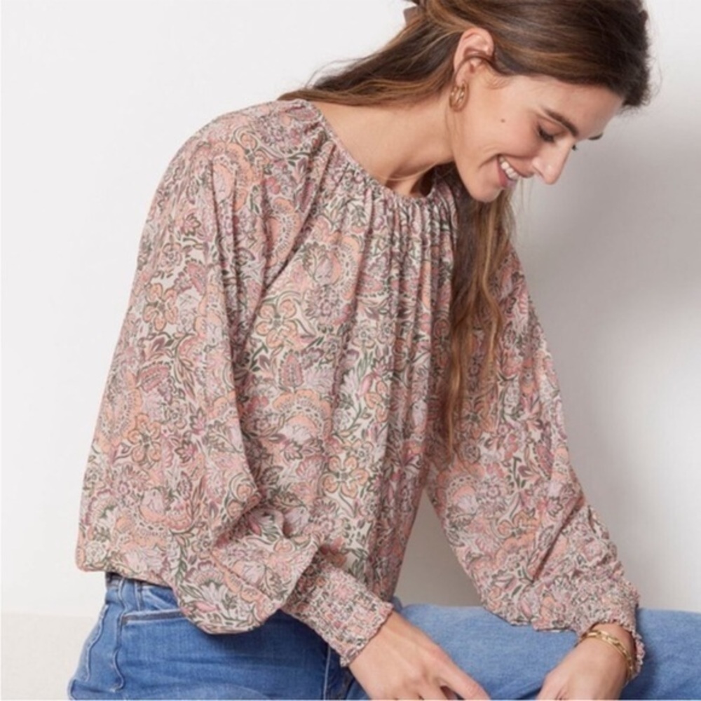 Evereve Floral Multicolored Blouse Size Medium